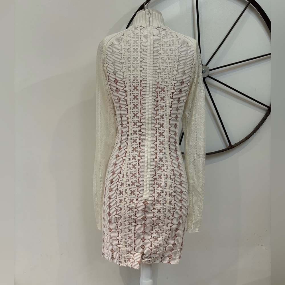 Byron Lars ivory knit and lace bodycon sweater dress 8 - Picture 3 of 10